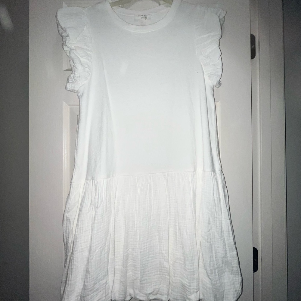 White Ruffle Sleeve Dress